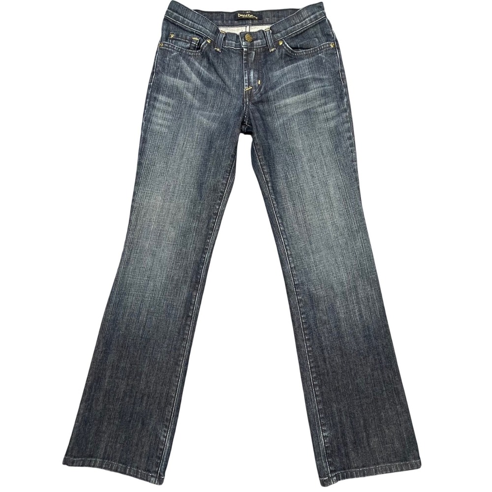 David Kahn Blue Fleur de Lis Embroidered Bootcut Jeans Women Size 2